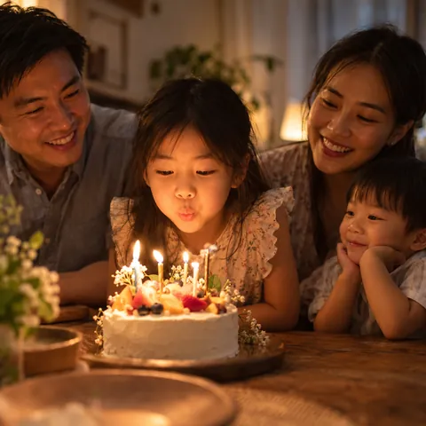 Thổi nến sinh nhật con