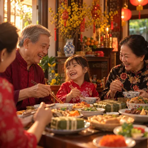 Bữa cơm Tết bên gia đình